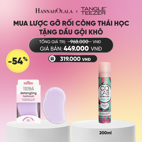  LƯỢC CHẢI GỠ RỐI TÓC ƯỚT CÔNG THÁI HỌC MÀU TÍM TẶNG DẦU GỘI KHÔ COLAB HƯƠNG TRÁI CÂY NHIỆT ĐỚI (KHÔNG ĐỂ LẠI VỆ TRẮNG, SẠCH TÓC TỨC THÌ)_A395 