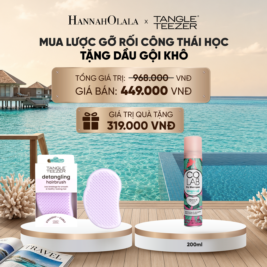  LƯỢC CHẢI GỠ RỐI TÓC ƯỚT CÔNG THÁI HỌC MÀU TÍM TẶNG DẦU GỘI KHÔ COLAB HƯƠNG TRÁI CÂY NHIỆT ĐỚI (KHÔNG ĐỂ LẠI VỆ TRẮNG, SẠCH TÓC TỨC THÌ)_ D117 