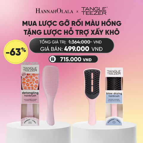  LƯỢC CHẢI GỠ RỐI TÓC ƯỚT MÀU HỒNG HOẠ TIẾT TẶNG LƯỢC GỠ RỐI HỖ TRỢ SẤY NHANH LỚN MÀU ĐEN HỒNG_A397 