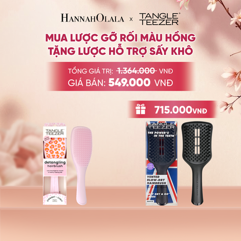  LƯỢC CHẢI GỠ RỐI TÓC ƯỚT MÀU HỒNG HOẠ TIẾT TẶNG LƯỢC GỠ RỐI HỖ TRỢ SẤY NHANH LỚN MÀU ĐEN 