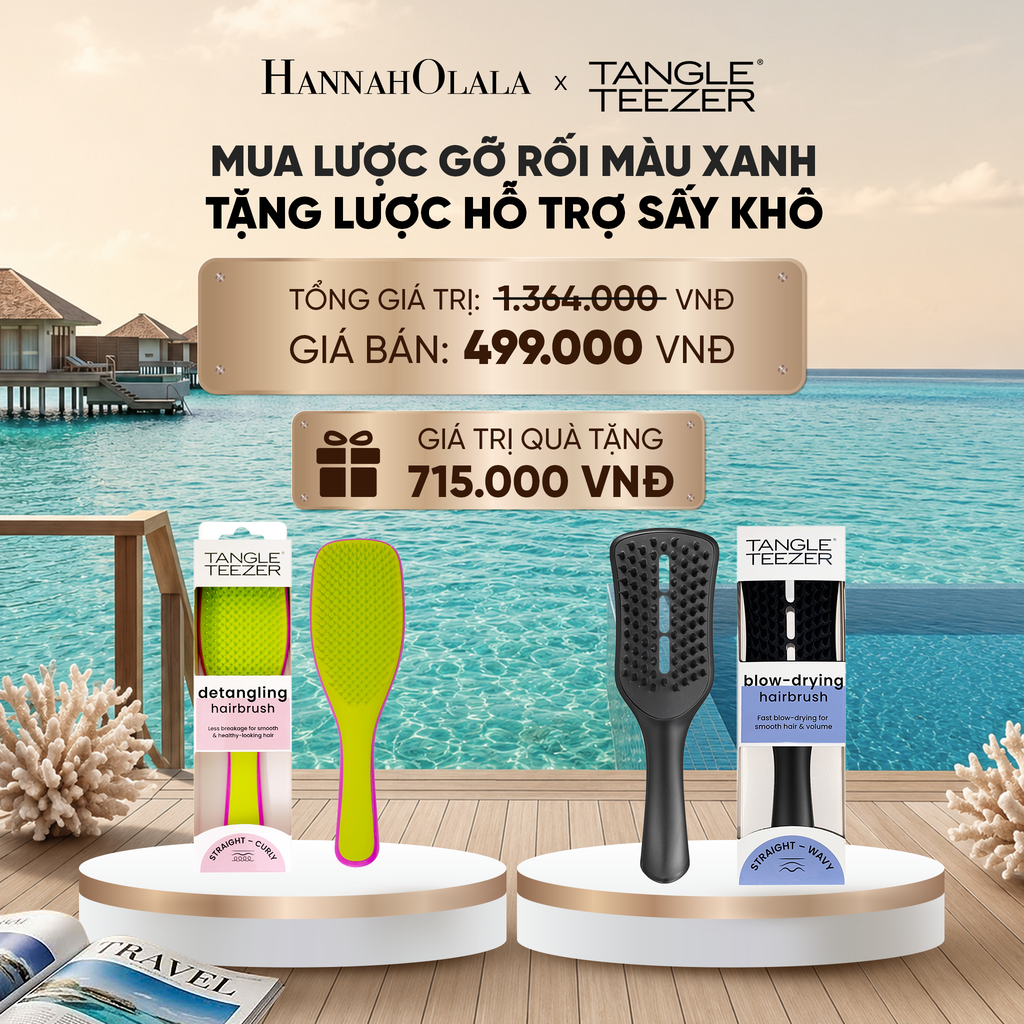  LƯỢC CHẢI GỠ RỐI TÓC ƯỚT MÀU XANH HỒNG TẶNG LƯỢC GỠ RỐI HỖ TRỢ SẤY KHÔ NHANH LỚN MÀU ĐEN_ D88 