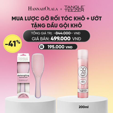  MUA 1 LƯỢC GỠ RỐI TÓC KHÔ VÀ ƯỚT TANGLE TEEZER MÀU HỒNG TÍM TẶNG 1 DẦU GỘI KHÔ COLAB 200ML_A391 