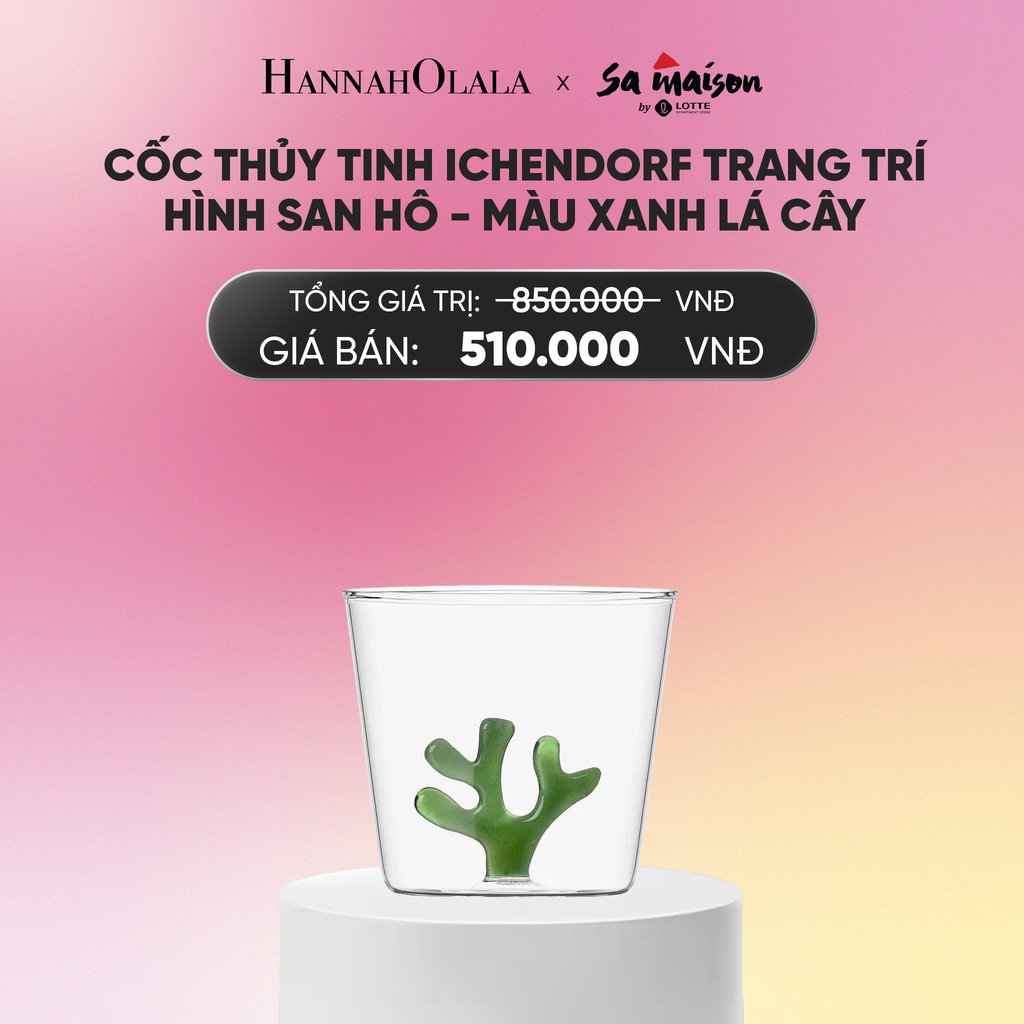  DEAL 6: CỐC THỦY TINH ICHENDORF TRANG TRÍ HÌNH SAN HÔ MÀU VÀNG_A634 