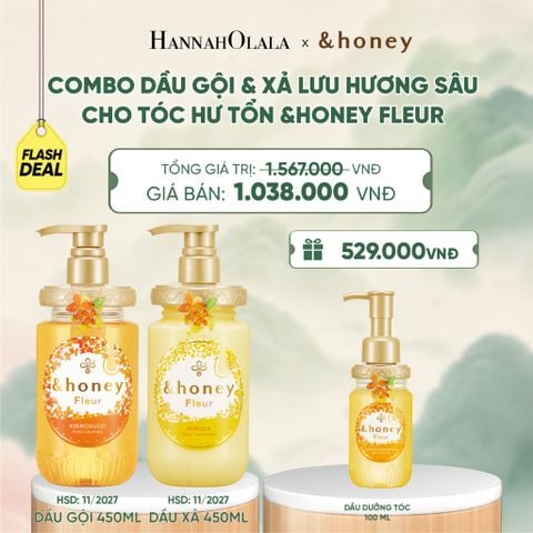  [FLASH DEAL] COMBO DẦU GỘI & XẢ LƯU HƯƠNG SÂU CHO TÓC HƯ TỔN &HONEY FLEUR - A659 