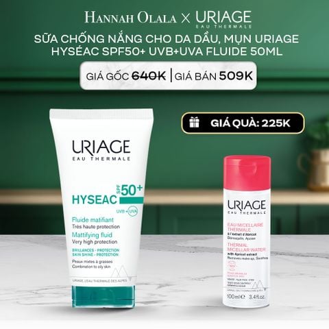  A118_DEAL 5: SỮA CHỐNG NẮNG CHO DA DẦU, MỤN URIAGE HYSÉAC SPF50+ UVB+UVA FLUIDE 50ML 