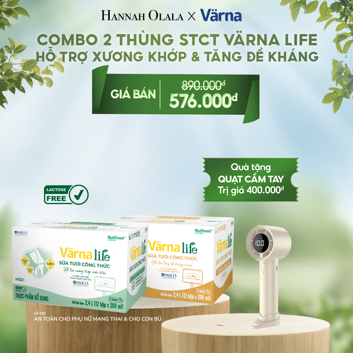  T33_DEAL 7: COMBO 2 THÙNG SỮA TƯƠI CÔNG THỨC VARNA LIFE LACTOSE FREE (24 HỘP X 200ML) 