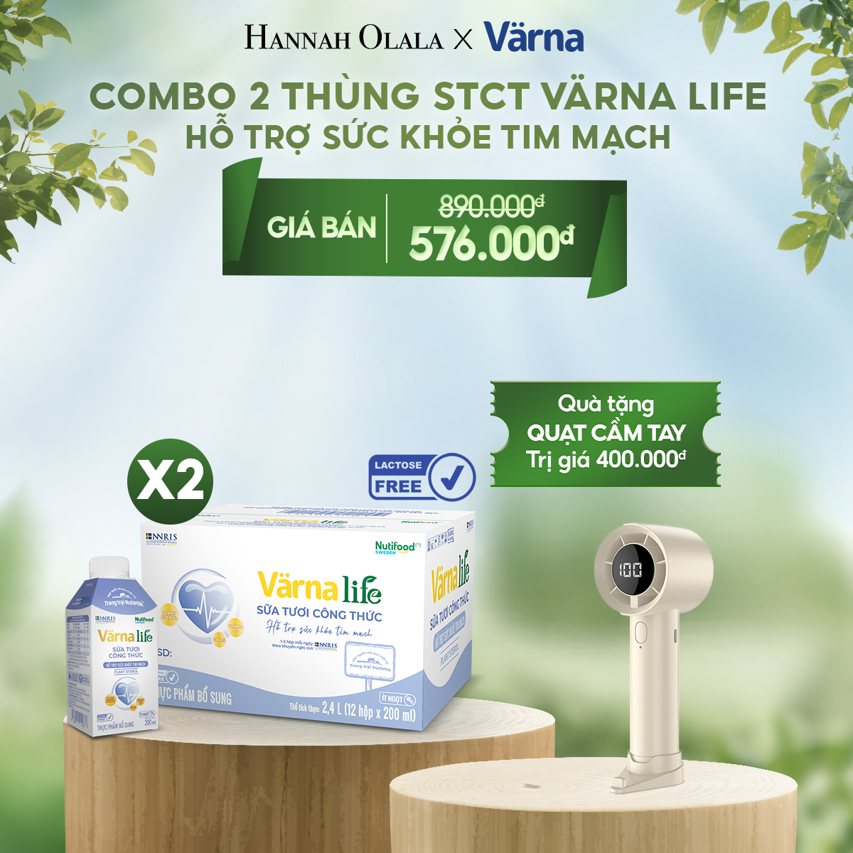  T33_DEAL 7: COMBO 2 THÙNG SỮA TƯƠI CÔNG THỨC VARNA LIFE LACTOSE FREE (24 HỘP X 200ML) 