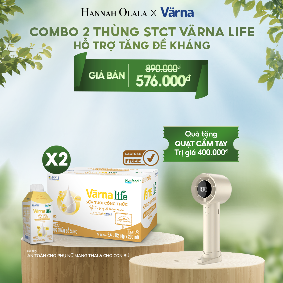  T33_DEAL 7: COMBO 2 THÙNG SỮA TƯƠI CÔNG THỨC VARNA LIFE LACTOSE FREE (24 HỘP X 200ML) 