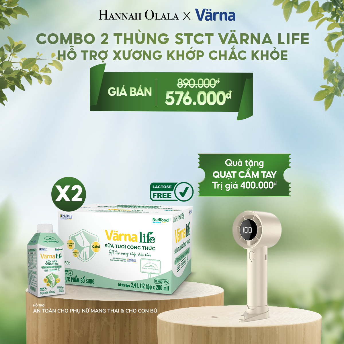  T33_DEAL 7: COMBO 2 THÙNG SỮA TƯƠI CÔNG THỨC VARNA LIFE LACTOSE FREE (24 HỘP X 200ML) 