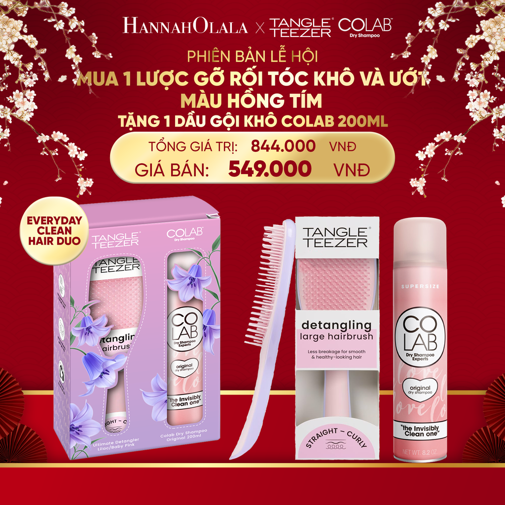  DEAL 10: EVERYDAY CLEAN HAIR DUO - MUA 1 LƯỢC GỠ RỐI TÓC KHÔ VÀ ƯỚT TANGLE TEEZER
MÀU HỒNG TÍM TẶNG 1 DẦU GỘI KHÔ COLAB 200ML 