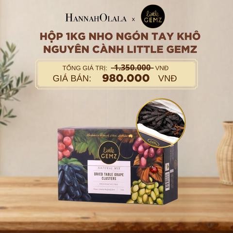  NHO NGÓN TAY KHÔ NGUYÊN CÀNH LITTLE GEMZ SWEET SAPPHIRE DRIED TABLE GRAPES CLUSTERS HỘP 1KG - DEAL 1 - D216 