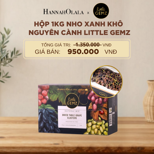  NHO XANH KHÔ NGUYÊN CÀNH LITTLE GEMZ SWEET GLOBE TABLE GRAPE CLUSTERS HỘP 1KG - DEAL 2 - D217 