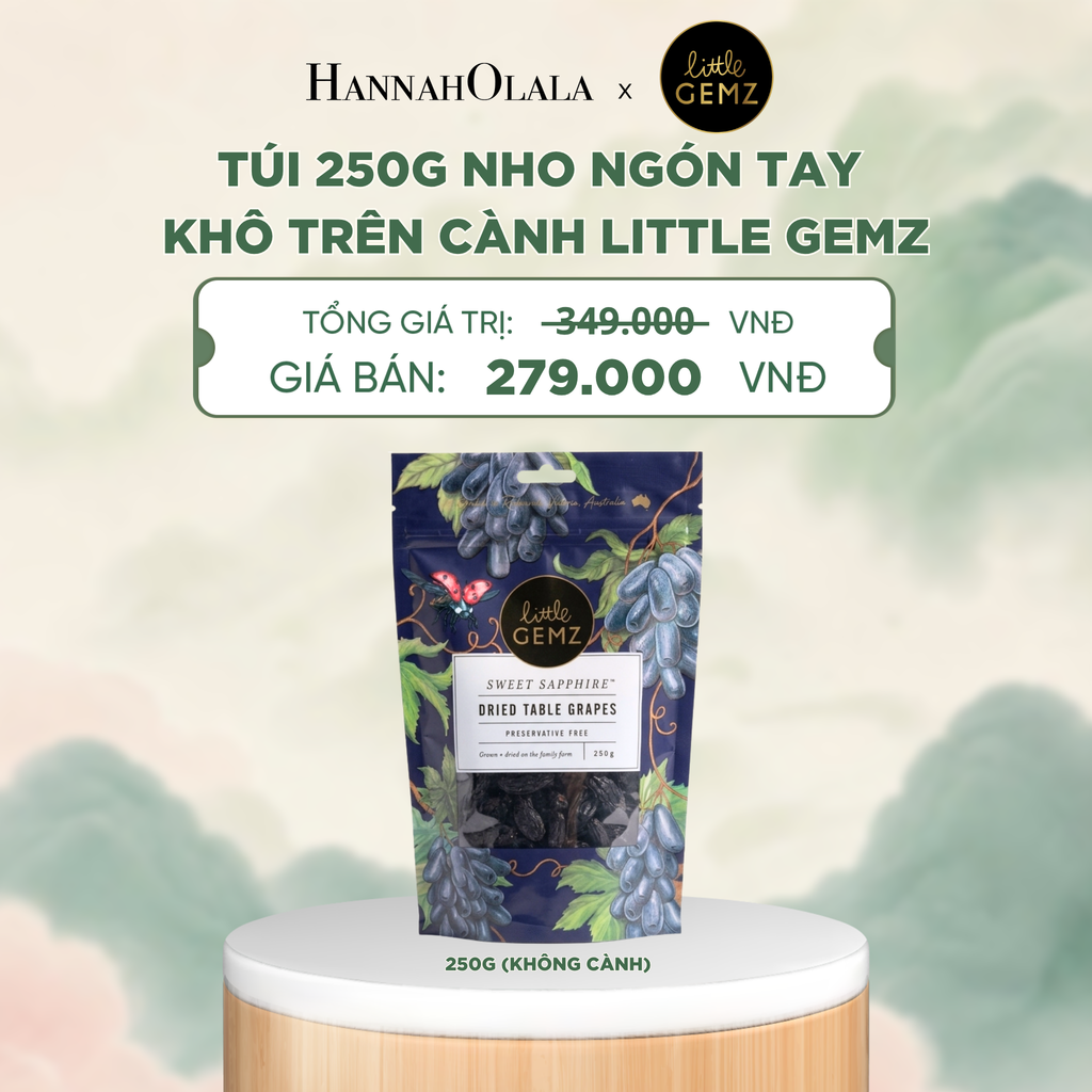  NHO NGÓN TAY KHÔ TRÊN CÀNH LITTLE GEMZ SWEET SAPPHIRE DRIED TABLE GRAPES CLUSTERS TÚI 250G (KHÔNG CÀNH) - DEAL 3 - A2052 