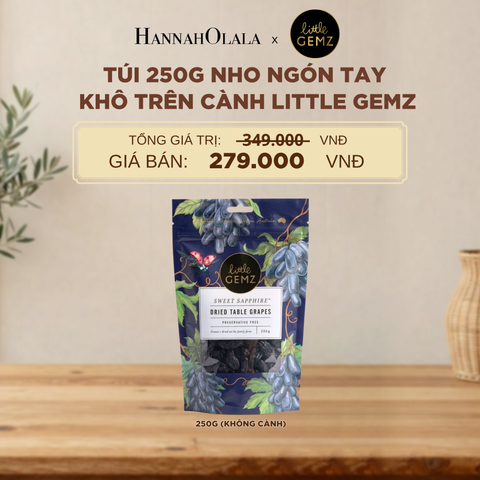  NHO NGÓN TAY KHÔ TRÊN CÀNH LITTLE GEMZ SWEET SAPPHIRE DRIED TABLE GRAPES CLUSTERS TÚI 250G (KHÔNG CÀNH) - DEAL 3 - D218 