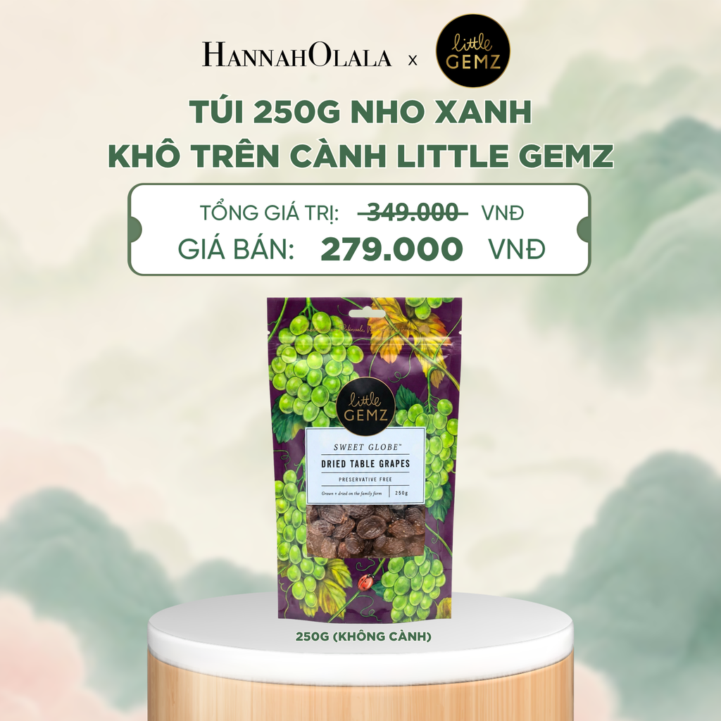  NHO XANH KHÔ TRÊN CÀNH LITTLE GEMZ SWEET GLOBE TABLE GRAPE CLUSTERS TÚI 250G (KHÔNG CÀNH) - DEAL 4 - A2053 
