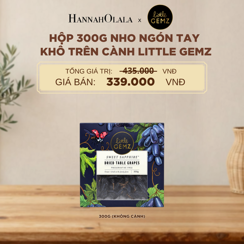  NHO NGÓN TAY KHÔ TRÊN CÀNH LITTLE GEMZ SWEET SAPPHIRE DRIED TABLE GRAPES CLUSTERS HỘP 300G (KHÔNG CÀNH) - DEAL 5 - D220 