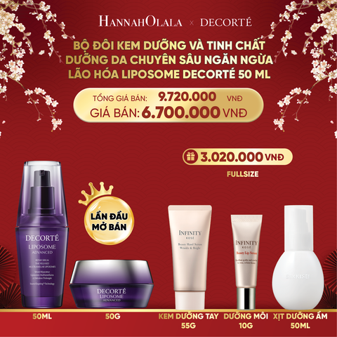  DEAL 2: BỘ ĐÔI KEM DƯỠNG VÀ TINH CHẤT DƯỠNG DA CHUYÊN SÂU NGĂN NGỪA LÃO HÓA LIPOSOME DECORTÉ 50 ML 