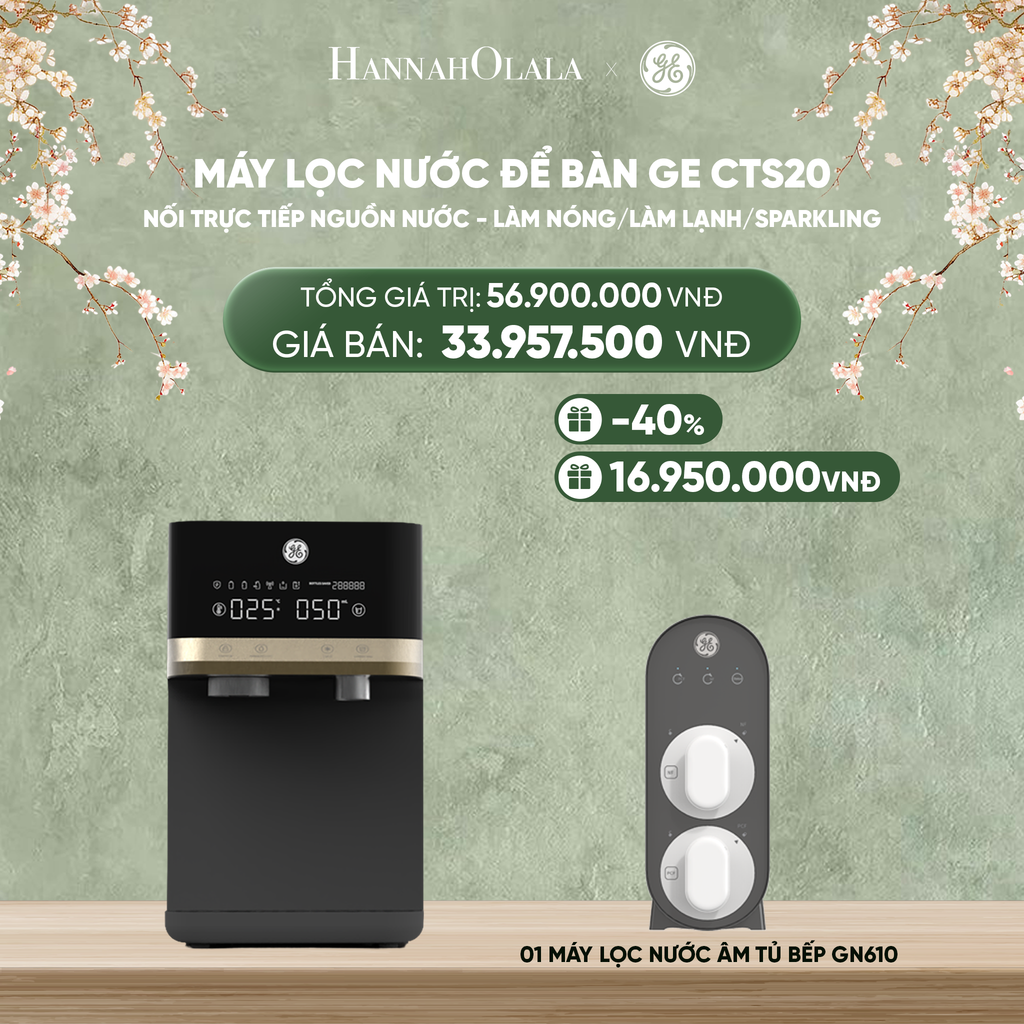  DEAL 2: MÁY LỌC NƯỚC ĐỂ BÀN GE CTS20 NỐI TRỰC TIẾP NGUỒN NƯỚC - LÀM NÓNG/LÀM LẠNH/SPARKLING (TẠO NƯỚC CÓ GA) 