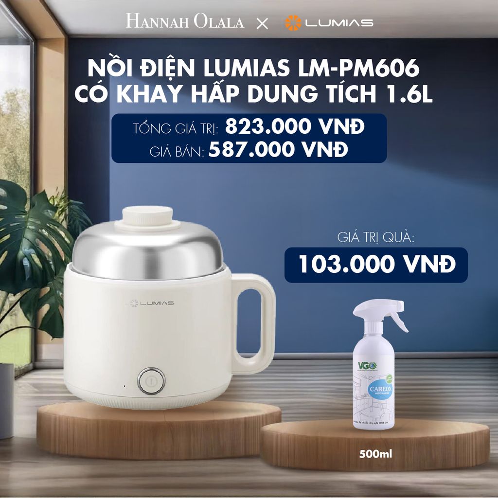  M37_DEAL 6: NỒI ĐIỆN LUMIAS LM-PM606 CÓ KHAY HẤP DUNG TÍCH 1.6L 