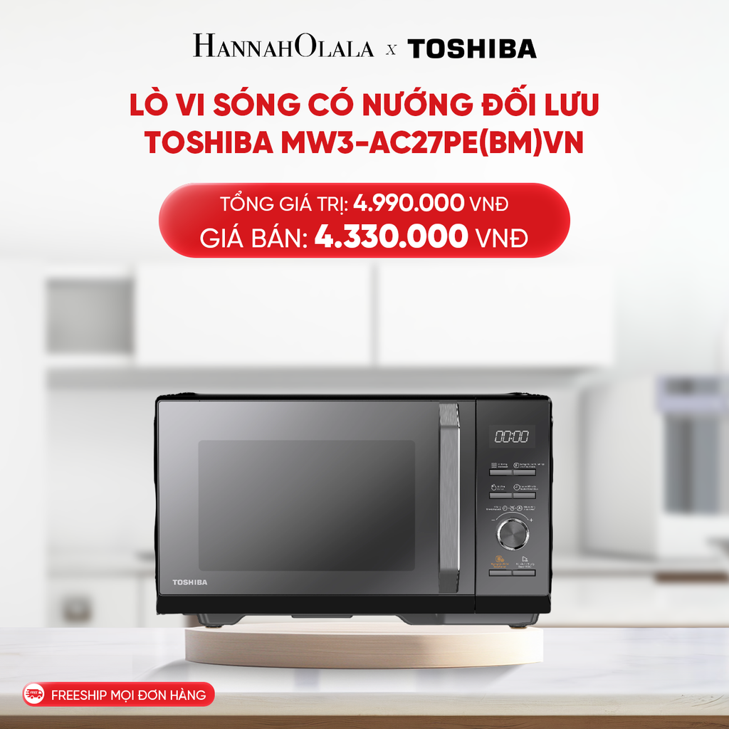  B143_DEAL 8: LÒ VI SÓNG CÓ NƯỚNG ĐỐI LƯU TOSHIBA MW3-AC27PE(BM)VN 