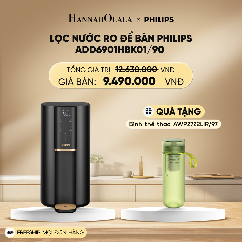  DEAL 02: LỌC NƯỚC RO ĐỂ BÀN PHILIPS ADD6901HBK01/90 (ADD6910 ĐEN) 