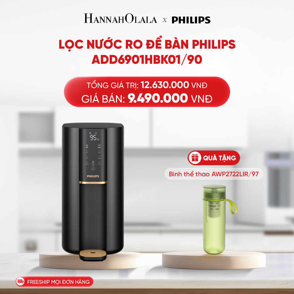  B101_DEAL 2: LỌC NƯỚC RO ĐỂ BÀN PHILIPS ADD6901HBK01/90 (ADD6910 ĐEN) 