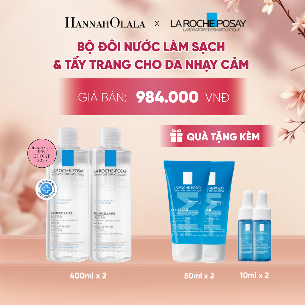  BỘ ĐÔI NƯỚC TẨY TRANG LÀM SẠCH SÂU CHO DA NHẠY CẢM LA ROCHE-POSAY MICELLAR WATER SENSITIVE SKIN 400ML - A111 