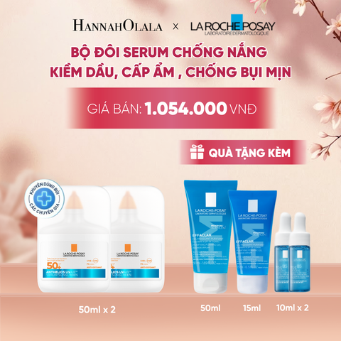  BỘ ĐÔI CHỐNG NẮNG DẠNG SERUM MỎNG NHẸ KIỀM DẦU 16H, CẤP ẨM 24H & CHỐNG BỤI MỊN LA ROCHE-POSAY ANTHELIOS UVAIR SPF50+ 50ML - A387 