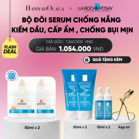  [MỚI] BỘ ĐÔI CHỐNG NẮNG DẠNG SERUM SIÊU MỎNG NHẸ KIỀM DẦU 16H CẤP ẨM 24H CHỐNG BỤI MỊN ANTHELIOS UVAIR SPF50+ 50ML DEAL 18:_A1305 
