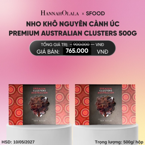  DEAL 6: COMBO 2 NHO KHÔ NGUYÊN CÀNH ÚC PREMIUM AUSTRALIAN CLUSTERS 500G_ A562 