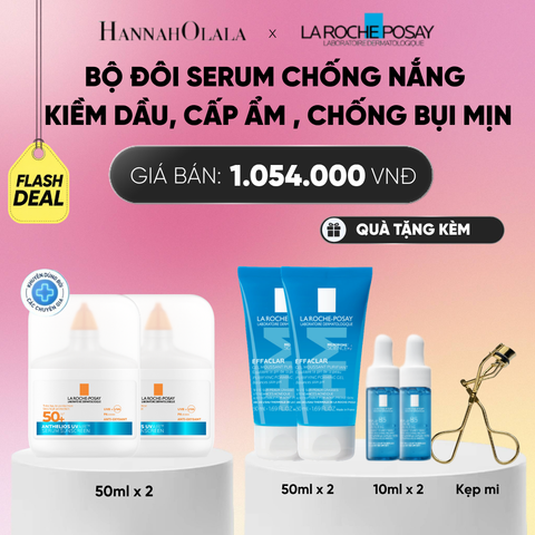  [MỚI] BỘ ĐÔI CHỐNG NẮNG DẠNG SERUM SIÊU MỎNG NHẸ KIỀM DẦU 16H CẤP ẨM 24H CHỐNG BỤI MỊN ANTHELIOS UVAIR SPF50+ 50ML DEAL 18:_ A1305 