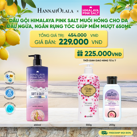  DẦU GỘI HIMALAYA PINK SALT MUỐI HỒNG CHO DA ĐẦU NGỨA, NGĂN RỤNG TÓC GIÚP MỀM MƯỢT, ÓNG Ả 650ML - A720 