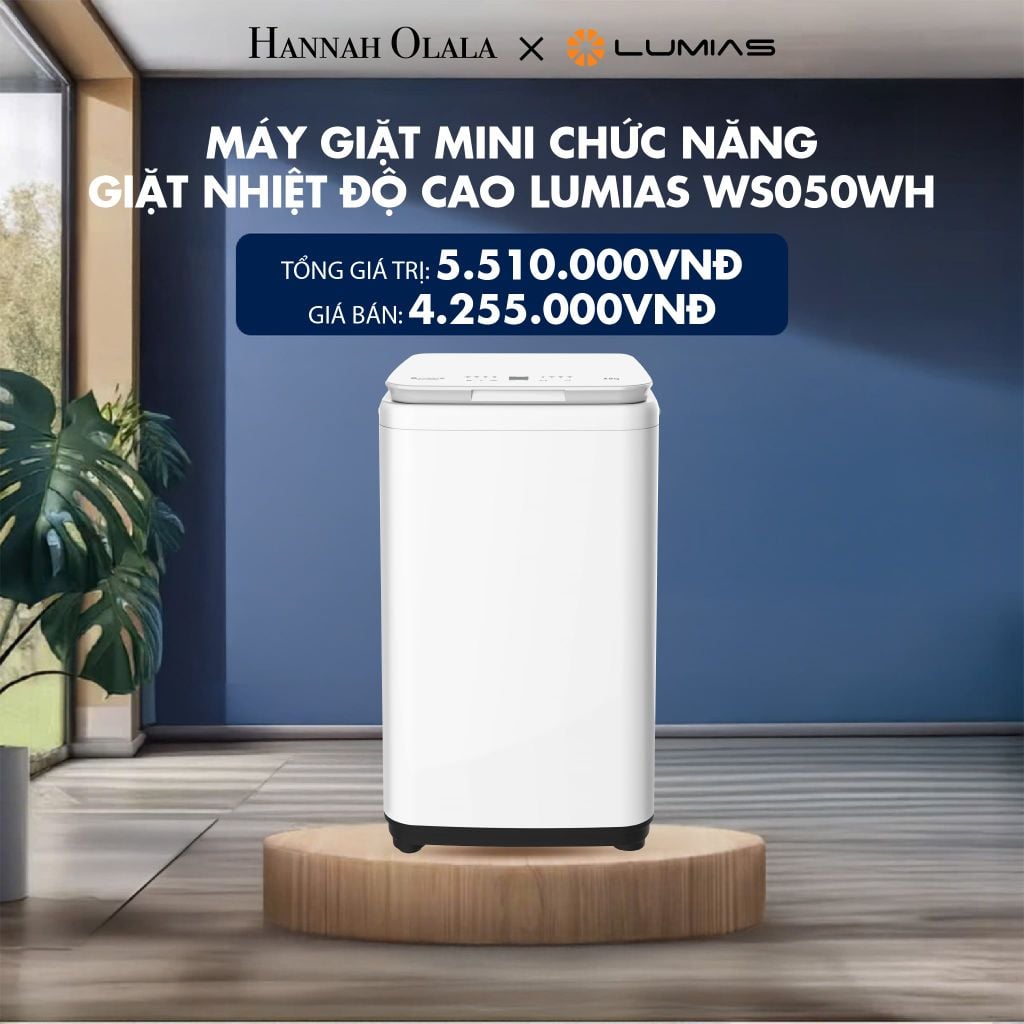  MÁY GIẶT MINI CHỨC NĂNG GIẶT NHIỆT ĐỘ CAO LUMIAS WS050WH - DEAL 21 