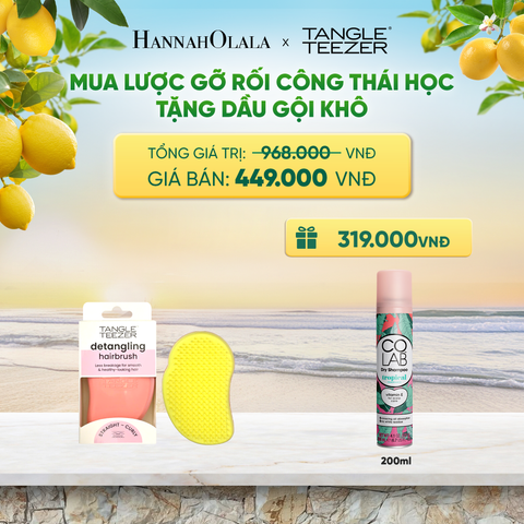 LƯỢC CHẢI GỠ RỐI TÓC ƯỚT CÔNG THÁI HỌC MÀU HỒNG VÀNG TẶNG DẦU GỘI KHÔ COLAB HƯƠNG TRÁI CÂY NHIỆT ĐỚI (KHÔNG ĐỂ LẠI VỆ TRẮNG, SẠCH TÓC TỨC THÌ) 