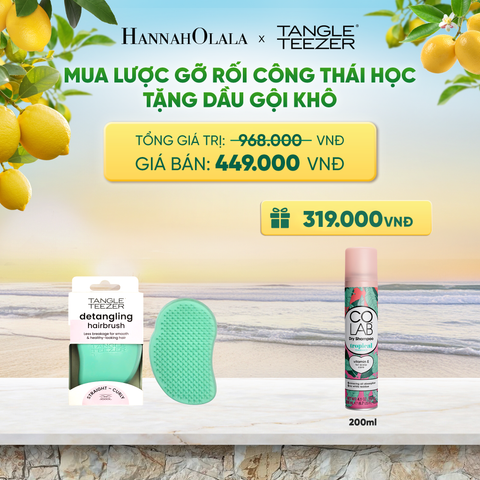  LƯỢC CHẢI GỠ RỐI TÓC ƯỚT CÔNG THÁI HỌC MÀU XANH TẶNG DẦU GỘI KHÔ COLAB HƯƠNG TRÁI CÂY NHIỆT ĐỚI (KHÔNG ĐỂ LẠI VỆ TRẮNG, SẠCH TÓC TỨC THÌ) 