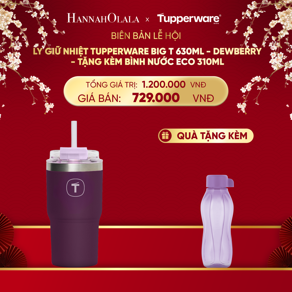  DEAL 3: LY GIỮ NHIỆT TUPPERWARE BIG T 630ML - TẶNG KÈM BÌNH NƯỚC ECO 310ML 