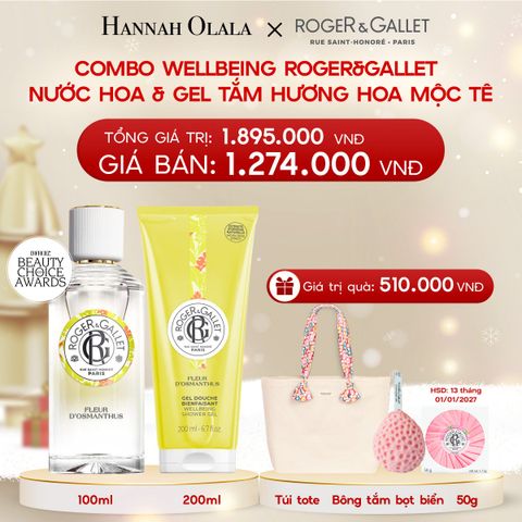  A158_DEAL 3: COMBO LƯU HƯƠNG WELBEING ROGER&GALLLET: Nước hoa 100ml & Gel tắm 200ml 