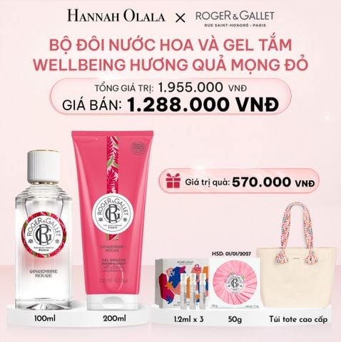  E939_DEAL 3: COMBO LƯU HƯƠNG NƯỚC HOA 100ML & GEL TẮM 200ML WELBEING ROGER&GALLLET 