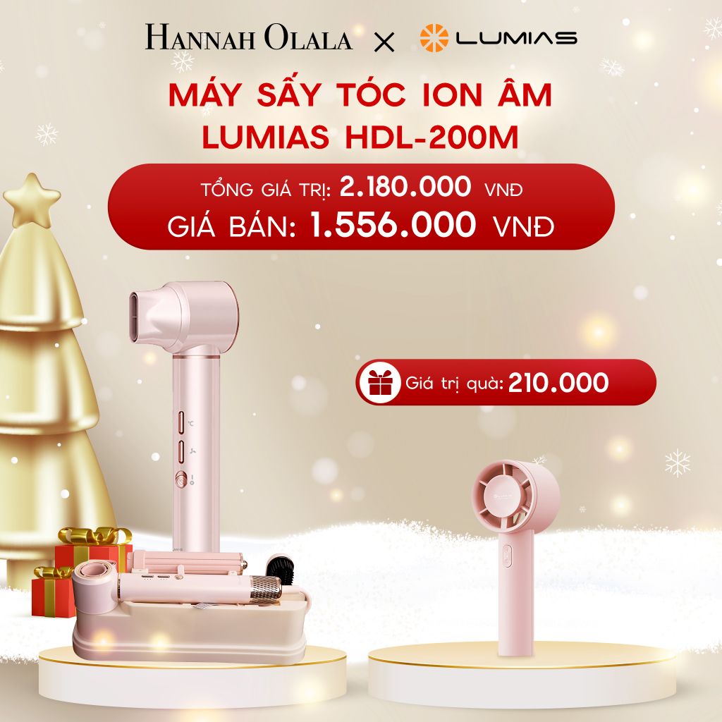  A66_DEAL 14: MÁY SẤY TÓC ION ÂM LUMIAS HDL-200M (5 PHỤ KIỆN ĐẦU SẤY) 