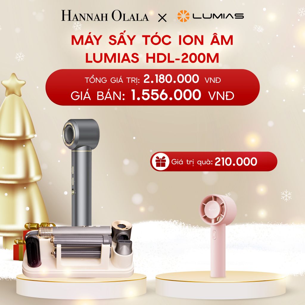  A66_DEAL 14: MÁY SẤY TÓC ION ÂM LUMIAS HDL-200M (5 PHỤ KIỆN ĐẦU SẤY) 