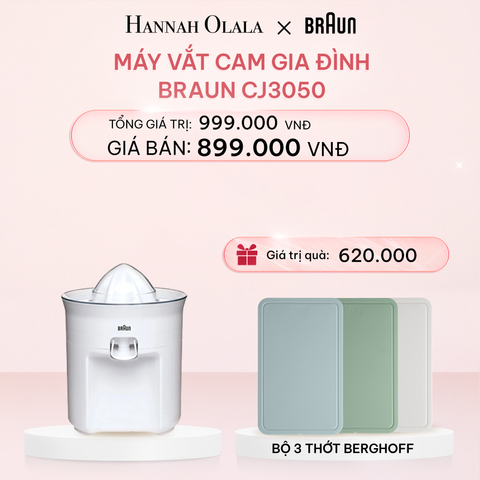  E97_DEAL 11: MÁY VẮT CAM GIA ĐÌNH BRAUN CJ3050 - TẶNG KÈM BỘ 3 THỚT BERGHOFF 