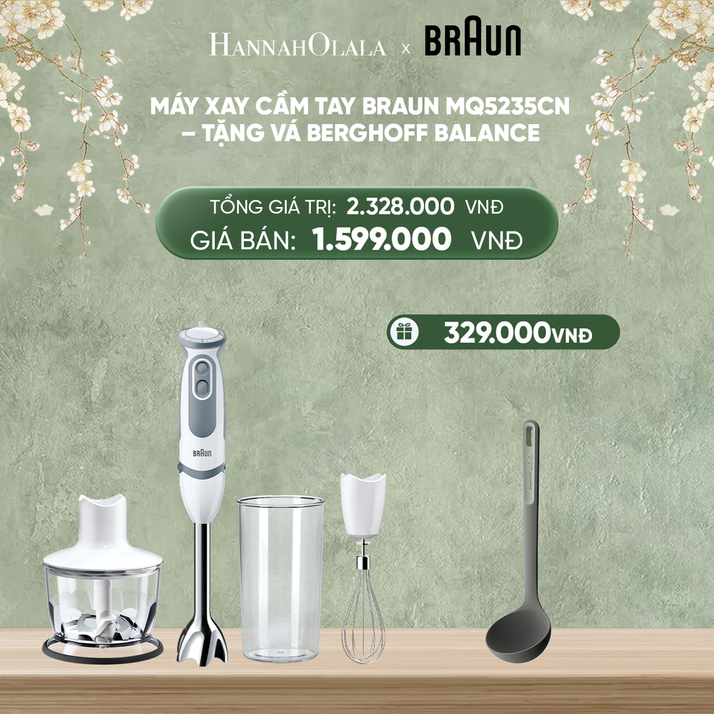  DEAL 8: MÁY XAY CẦM TAY BRAUN MQ5235CN – TẶNG VÁ BERGHOFF BALANCE 