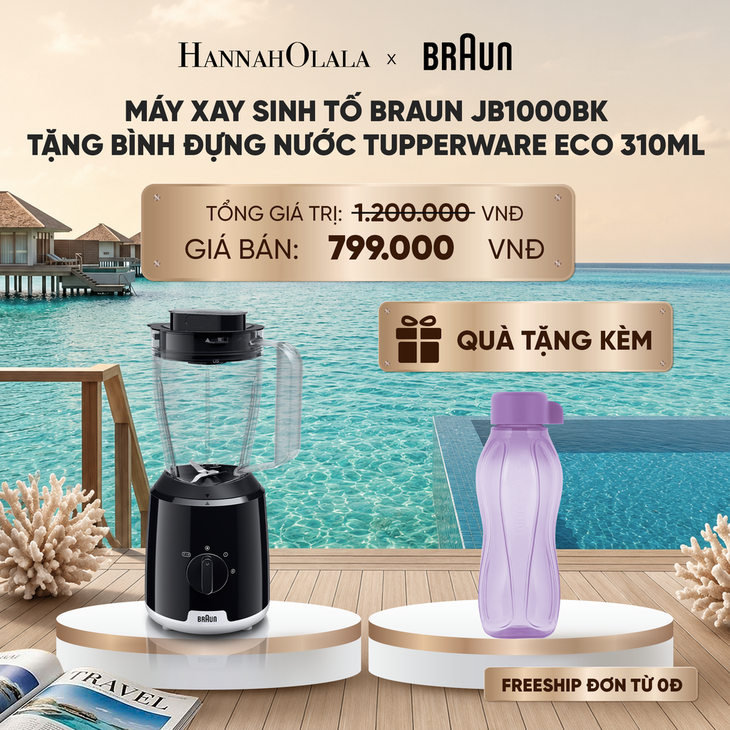  MÁY XAY SINH TỐ BRAUN JB1000BK TẶNG BÌNH ĐỰNG NƯỚC TUPPERWARE ECO 310ML_ D1481 