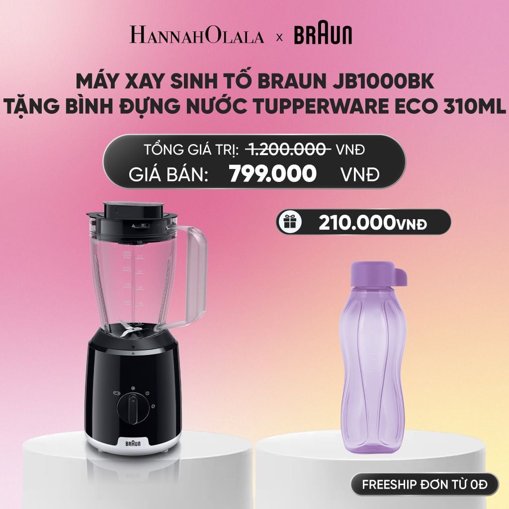  MÁY XAY SINH TỐ BRAUN JB1000BK TẶNG BÌNH ĐỰNG NƯỚC TUPPERWARE ECO 310ML_A2031 