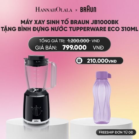  MÁY XAY SINH TỐ BRAUN JB1000BK TẶNG BÌNH ĐỰNG NƯỚC TUPPERWARE ECO 310ML_A2031 