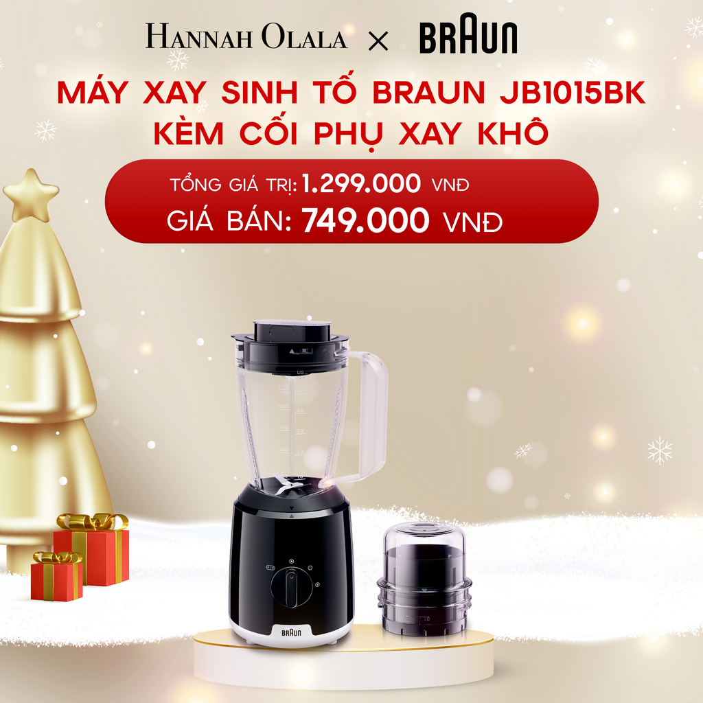  A910_DEAL 3: MÁY XAY SINH TỐ BRAUN JB1015BK KÈM CỐI PHỤ XAY KHÔ 
