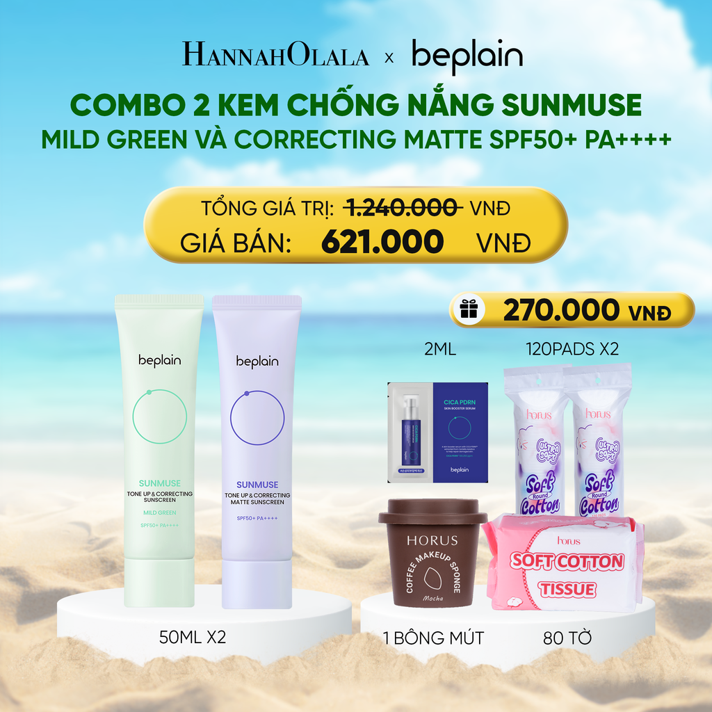  DEAL 8: COMBO 2 KCN: BEPLAIN KEM CHỐNG NẮNG SUNMUSE SUNSCREEN 50ML BẤT KỲ 