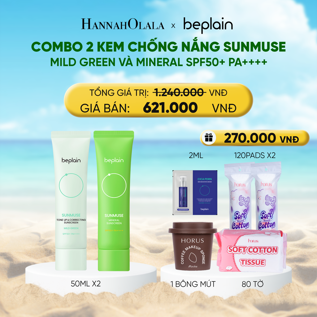 DEAL 8: COMBO 2 KCN: BEPLAIN KEM CHỐNG NẮNG SUNMUSE SUNSCREEN 50ML BẤT KỲ 