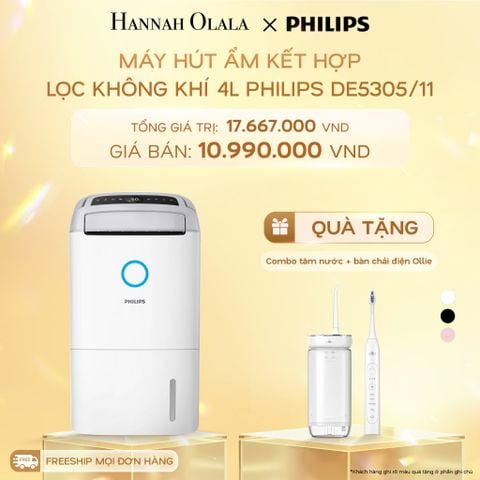  DEAL 02: MÁY HÚT ẨM KẾT HỢP LỌC KHÔNG KHÍ 4L PHILIPS DE5305/11 