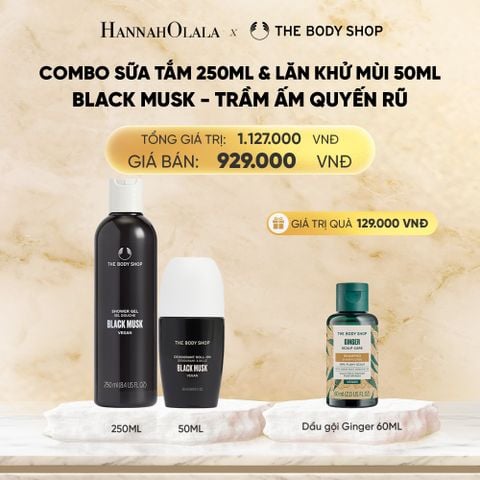  COMBO BLACK MUSK TRẦM ẤM - SỮA TẮM 250ML & LĂN KHỬ MÙI 50ML THE BODY SHOP 